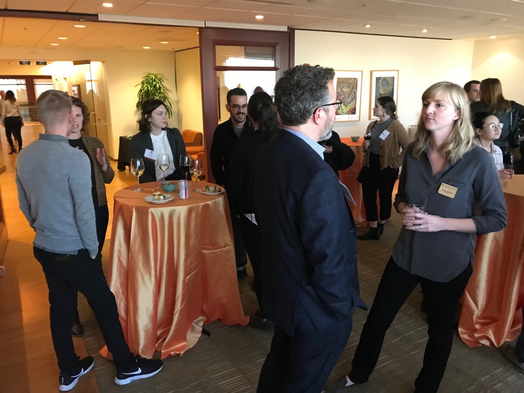 B Impact members talking at the Fall 2019 kick off event